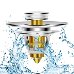 Universal Copper Pop-Up Bounce Core Basin Drain Filter Hair Catcher Deodorant Anti-clog Bath Stopper Bathroom Kitchen Tool