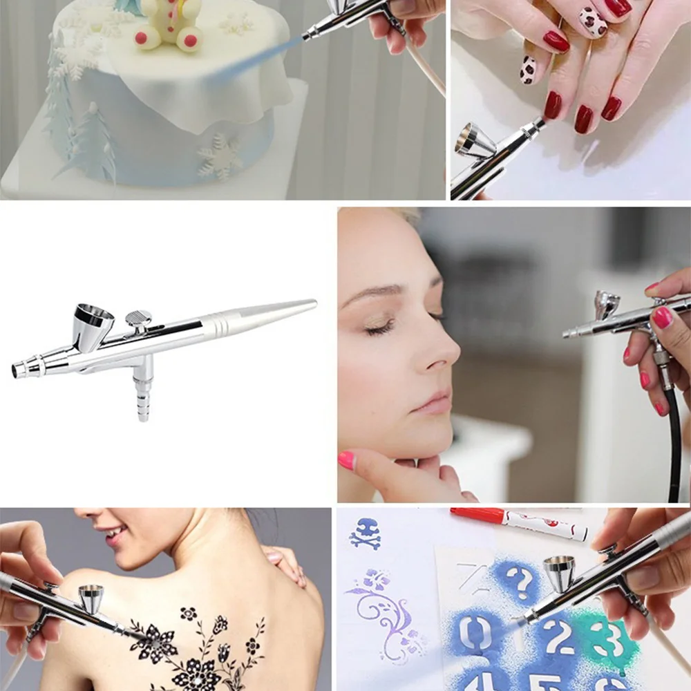 

High Precision Airbrushing Gun Spray Art Painting Tools for Nail Art Beauty Makeup Cake Decorating Tattoo (0.4mm)