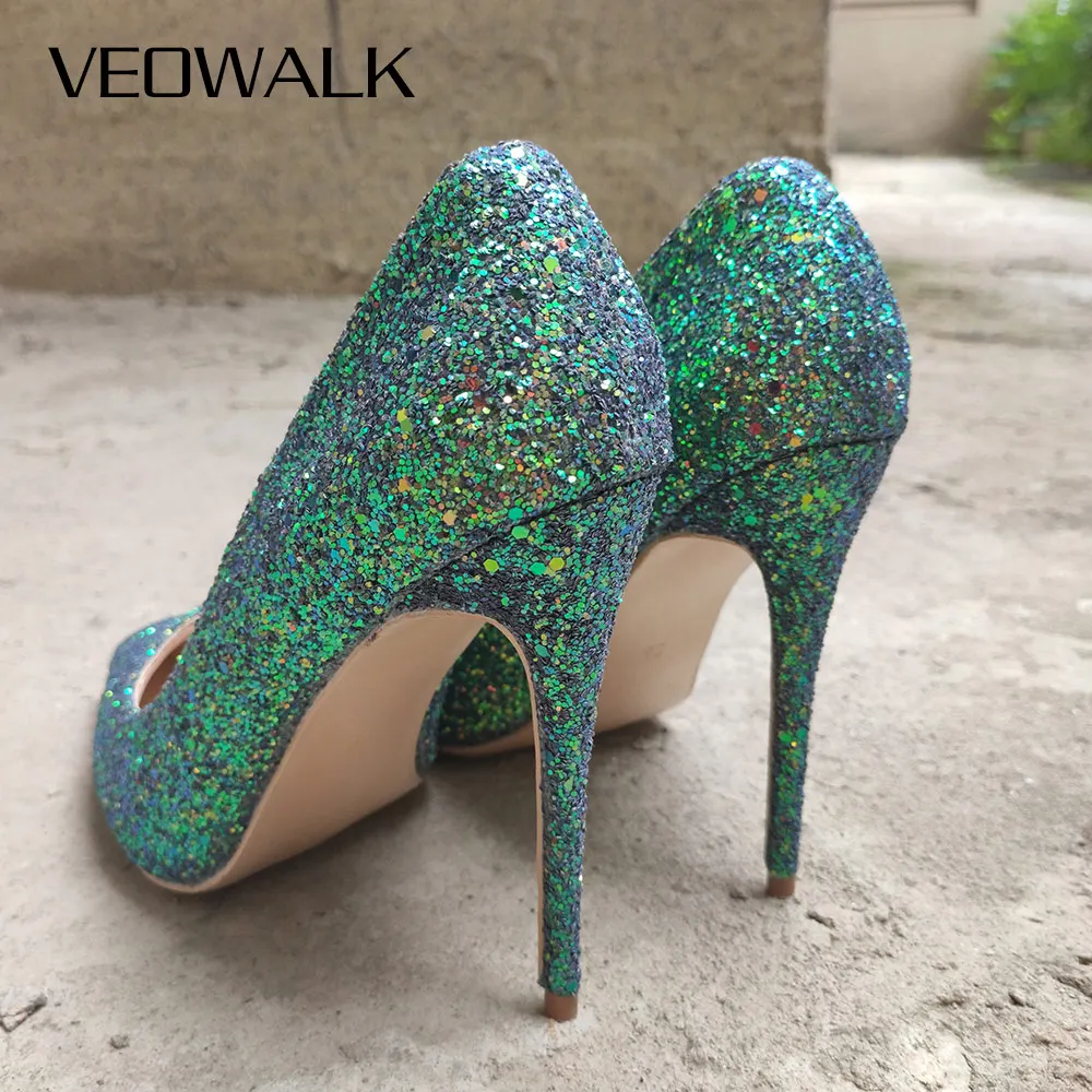 Veowalk/пикантные женские туфли на очень высоком каблуке с блестящими блестками