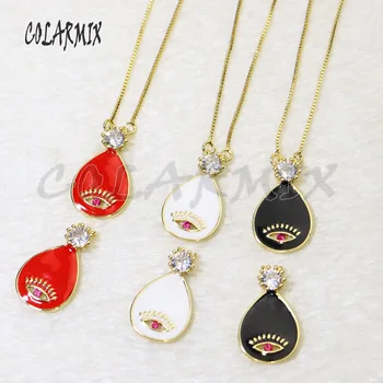 

8 Pcs Enamel colorful Eye pendant jewelry Necklace gift for lady for Colorful Enamel eyes wholesale jewelry 5968