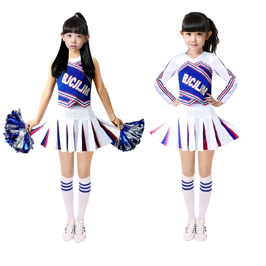Children Cheerleaders Costumes Cheer Team Uniforms Sports Games Matching Outfits Cheering Squad Girls School Uniform Clothing,cheerleader costume set,school performance clothes