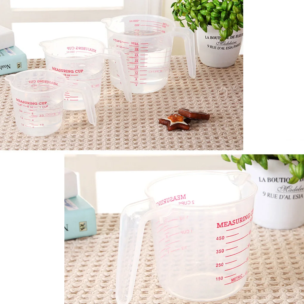 2020 3 Pcs/set Measuring Cups Kitchen Bakery Baking Powder Seasoning Milk Water Transparent Measuring Tool