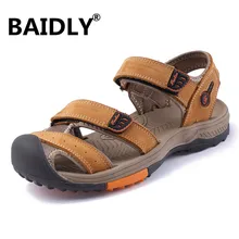 Новинка; повседневные мужские сандалии из натуральной кожи; удобные мужские летние кожаные сандалии; мужские летние пляжные сандалии в римском стиле