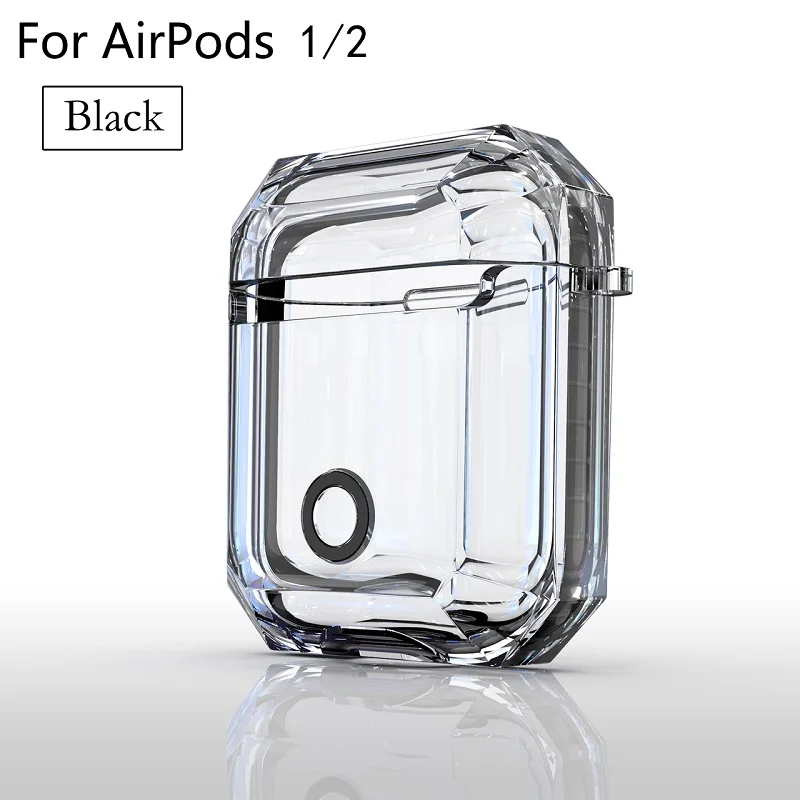 Для Apple AirPods 2 Чехол Сумка прозрачный, Мягкий Силиконовый противоударный защитный чехол для AirPods 2 Earpods чехол Аксессуары - Цвет: 1 2 Black