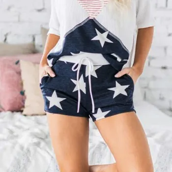 

2020 Woman Shorts Pentagram Print Loose Hot Pants Lady Home Shorts Trousers spodenki damskie