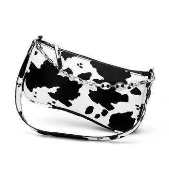 

Women Small Shoulder Bags 2020 Retro Animal Zebra Cow Pattern Handbag Female Casual PU Leather Underarm Bags Totes Bolso Bolsa