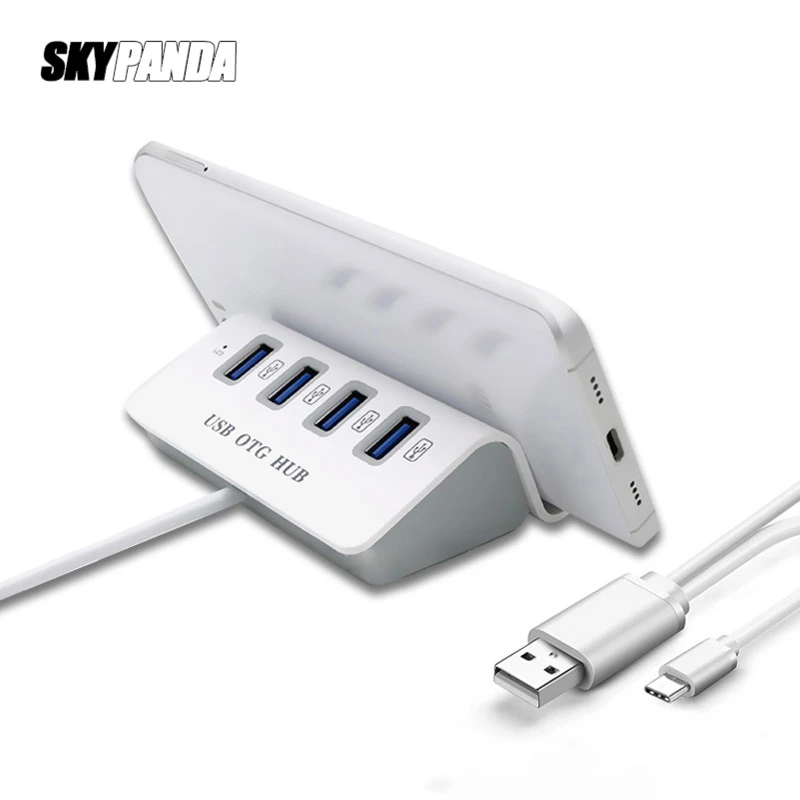 4-port USB 2.0 Type-C Combo HUB OTG Adapter No APP Need ABS Phone Holder Multi C Splitter For Xiaomi 6 GALAXY S8 Macbook Pro | Компьютеры