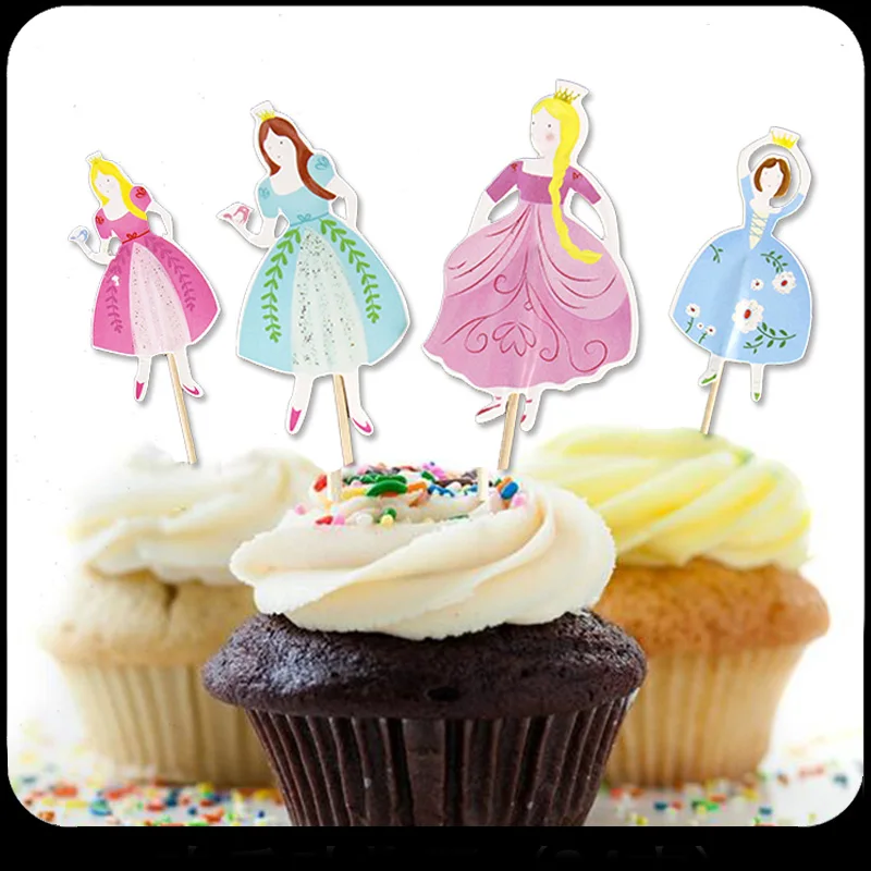 720 шт Дисней принцесса кекс топперы Детские День рождения торт украшения детский душ еда выбор торт Топпер - Цвет: 1