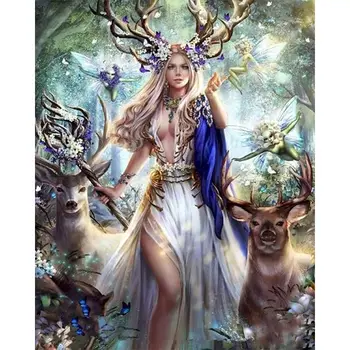 

40x50cm Frame Goddess Of MiLu Deer DIY Painting By Numbers Wall Decor HandPainted Oil Coloring Acrylic For Adults Picture Art