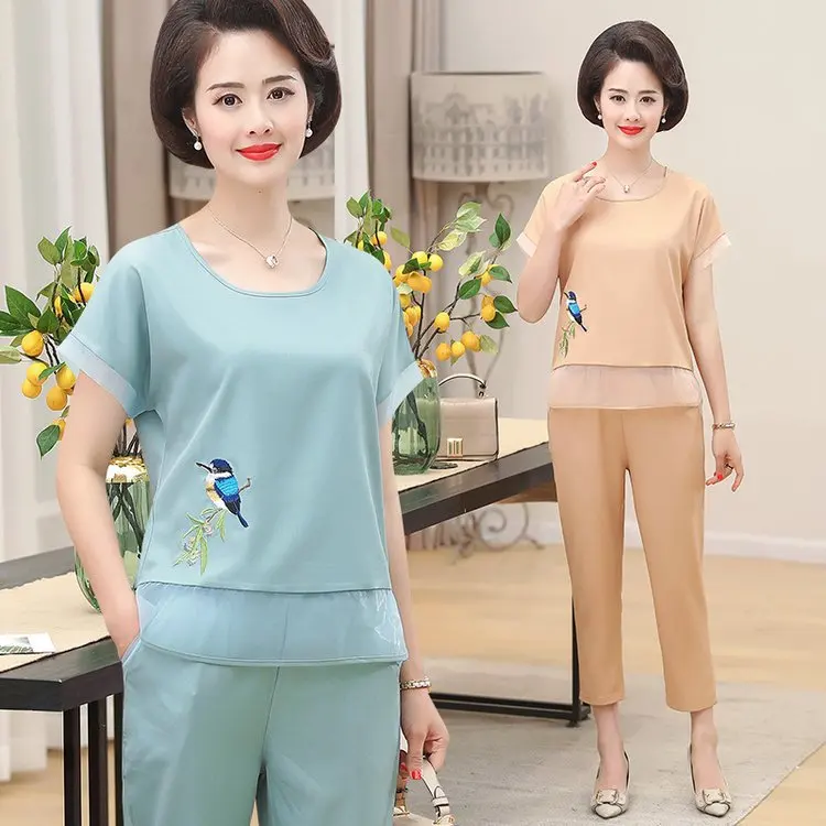 

Summer Leisure Sports Suit Summer Wear for Women 2019 New Style Korean-style Slimming Fashion Short Sleeve Women's Large Size Dr