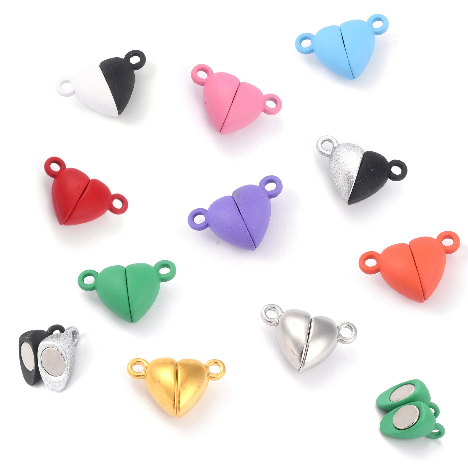 50 Pairs Love Heart Shaped Alloy Magnetic Connected Clasps Charms End Caps for DIY Couple Bracelet Necklace Making Accessories | Украшения