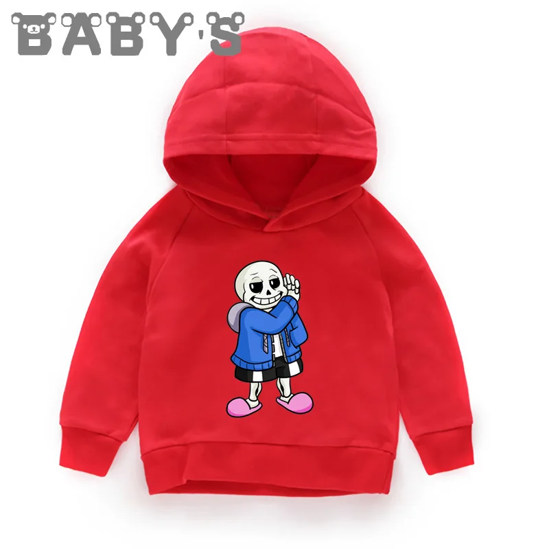 Детские толстовки с капюшоном Детские свитшоты с принтом «Undertale Sans Skull» пуловер для малышей топы для девочек и мальчиков, осенняя забавная одежда KMT2405 - Цвет: 2405A-Red