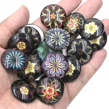 

100Pcs Multicolor Flowres Glass Round Cameos Cabochons Epoxy Domes Jewelry Making DIY Finding 25mm