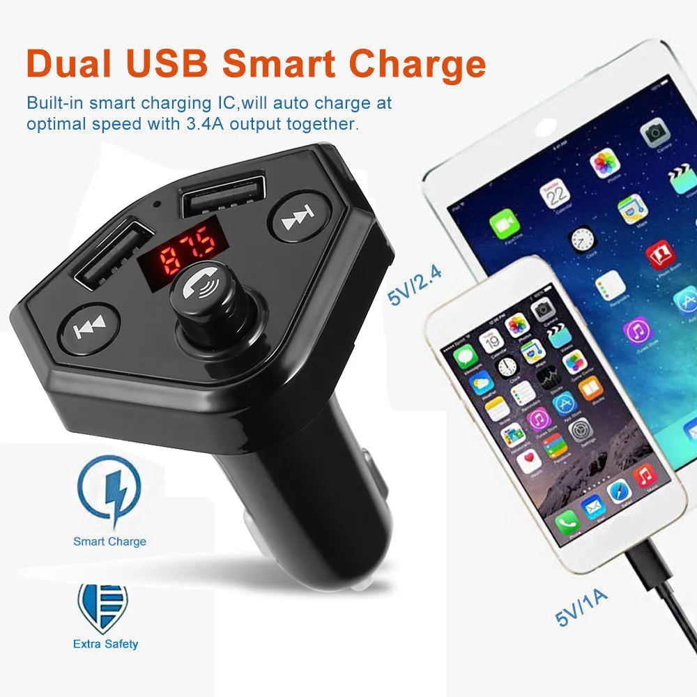 Bluetooth V2.1 автомобильный fm-передатчик модулятор беспроводной радио адаптер двойной USB зарядное устройство Mp3 плеер быстрое зарядное устройство автомобильные аксессуары# Ger