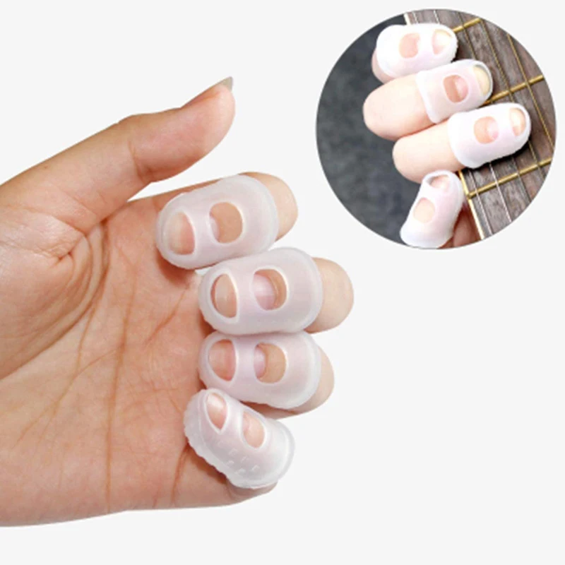 Guitar Finger Guards 4Pcs/Set Soft Silicone Finger Protectors for Electric Guitars