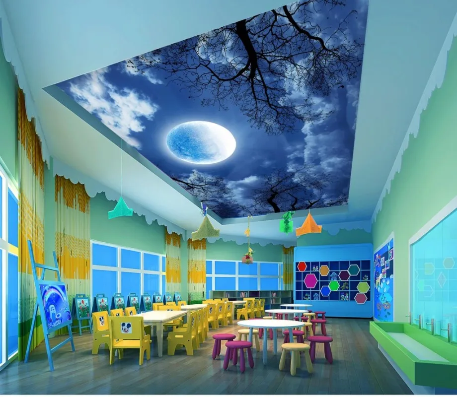 Beautiful night sky landscape painting night  ceiling painting Wall Painting Living Room Ceiling Mural Photo Wall Paper 3D chinese painting paper landscape painting raw rice paper calligraphy painting rice paper calligraphy practice paper 50 sheets
