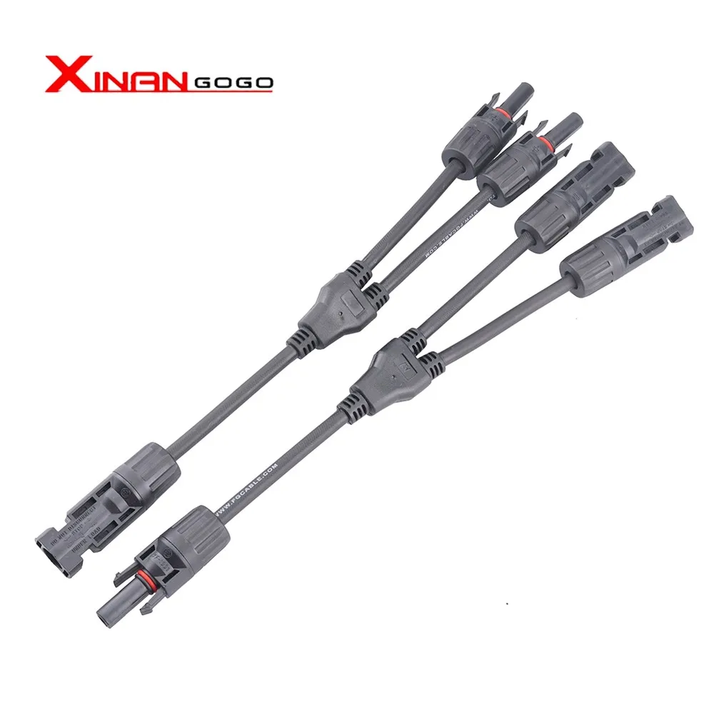 

1Pair 2 to 1 Y Branch Solar Connector with 2.5MM 4MM 6MM Cable IP67 Waterproof DC 1000V 50A Solar Cable Connecto
