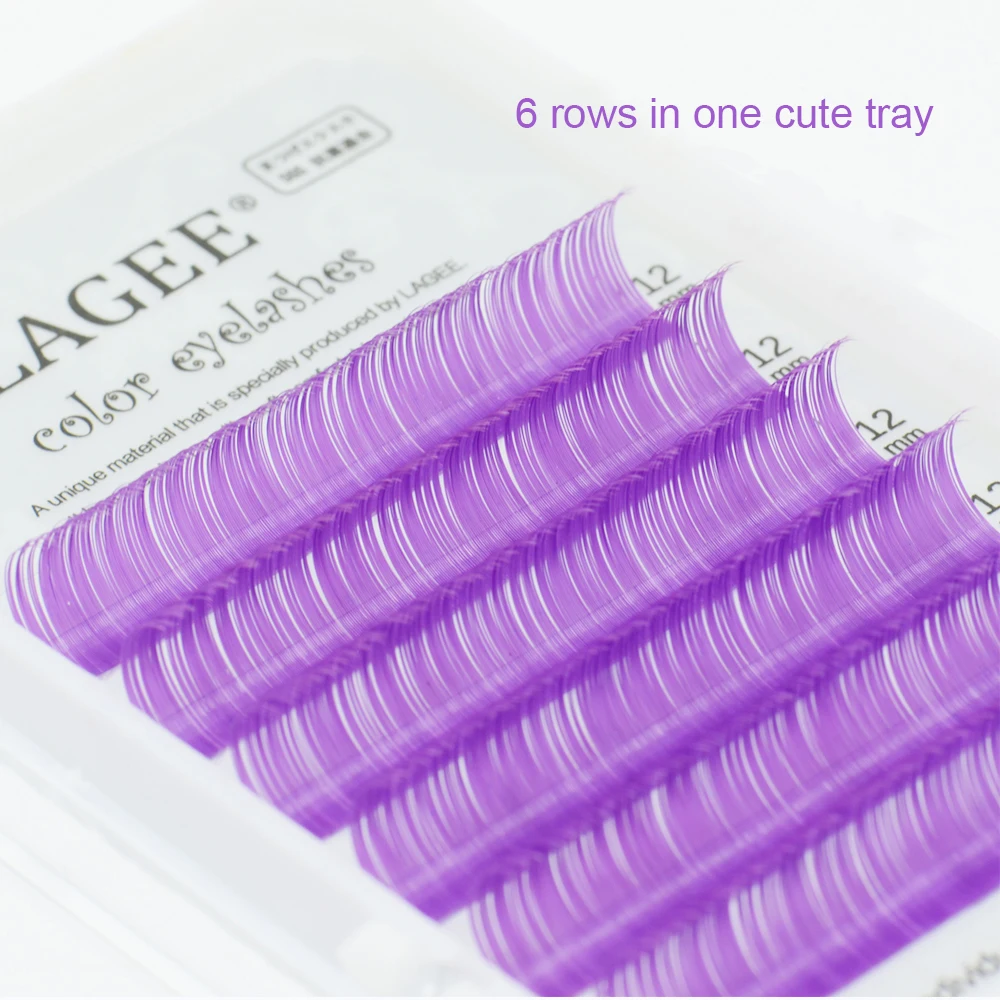 purple LAGEE Цвет наращивание ресниц красный синий темно коричневый зеленый Премиум мягкий материал «норка» очень светильник наруральные Модные накладные ресницы - Цвет: purple