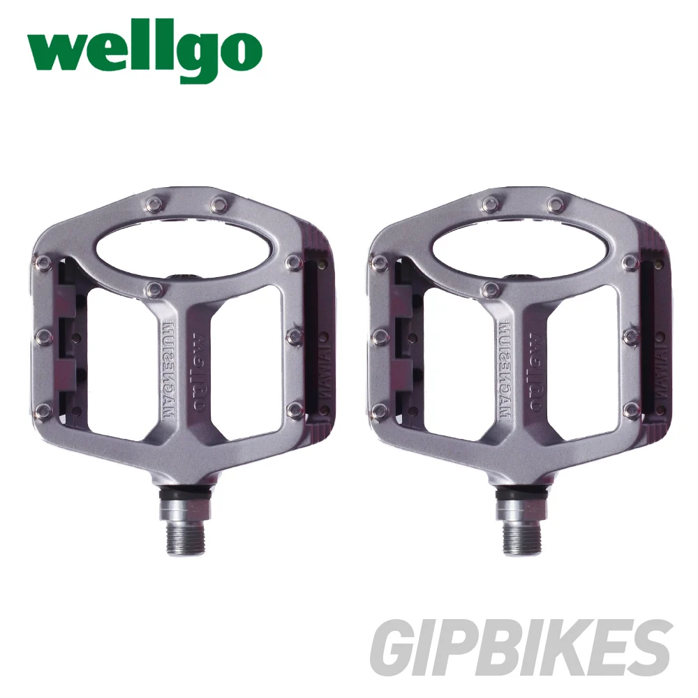 Wellgo MG-1, супер светильник, качество agnesium, велосипедные педали, противоскользящие для дорожного горного велосипеда, педали запчасти велосипедов - Цвет: Grey