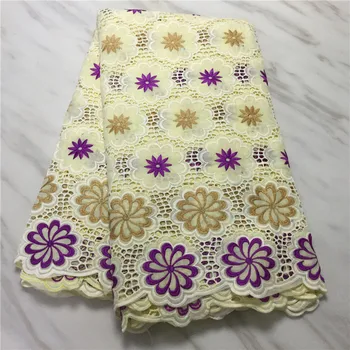 

Latest High Quality Nigeria design Yellow African wedding Swiss lace fabric Swiss Voile lace fabrics For Tradtional Wedding