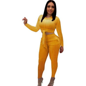 

Plus Size 2 Piece Set Women Tracksuit 2020 Long Sleeve Crop Top and Pants Bodycon Casual Two Piece Set Autumn Women Set Outfit