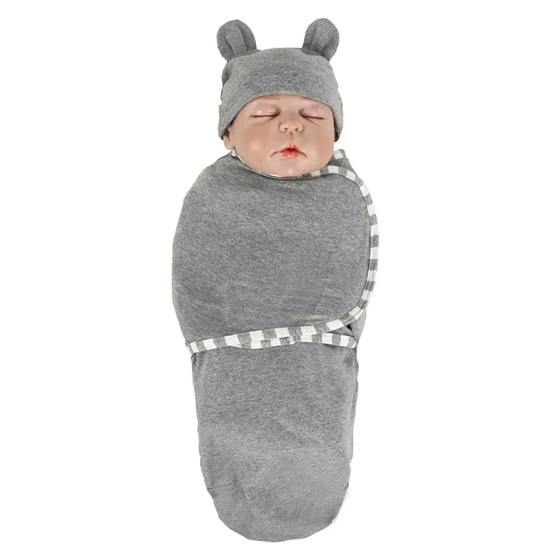 Cotton Polyester Newborn anti-frightening Package Towel Baby Sleeping Blanket Cotton Cartoon Baby Towel+ Tire Cap