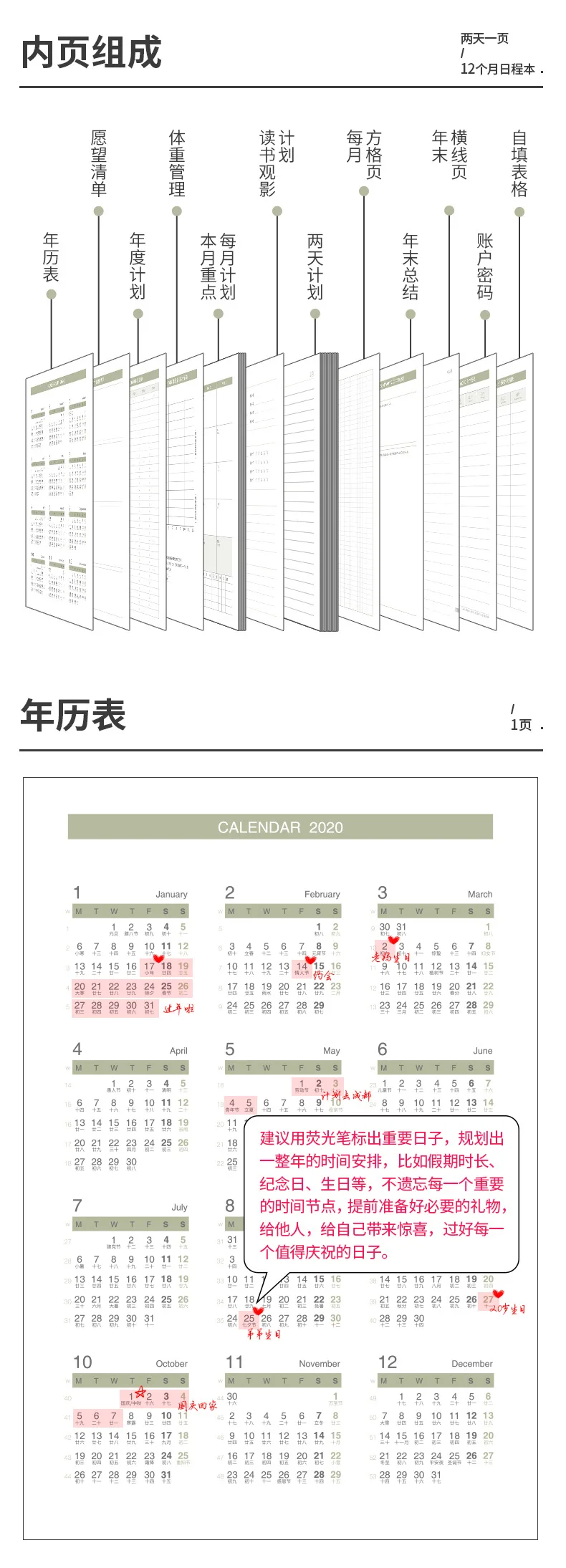 Kawaii планировщик цветочный план A5 книга PU кожа годовая записная книжка-Органайзер для календаря школы офиса расписание стационарный