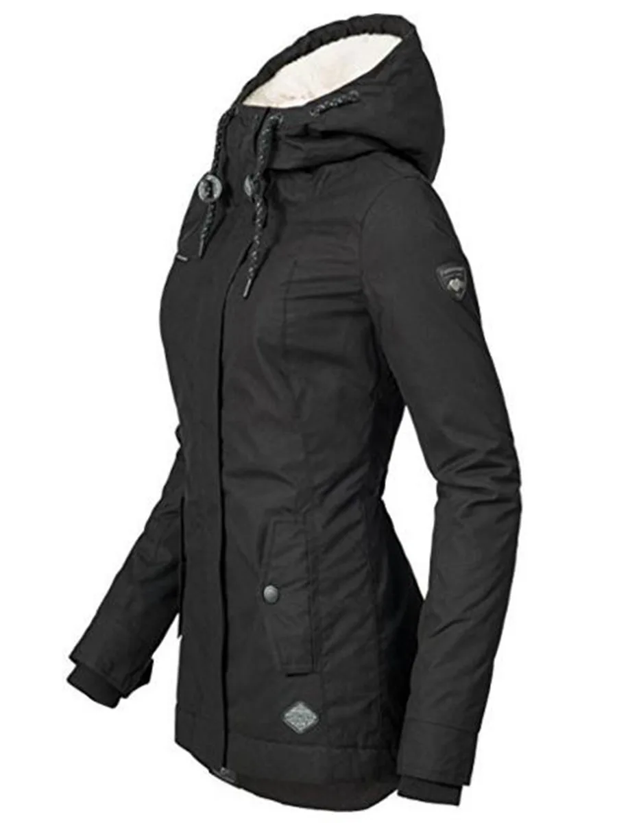 JIEZuoFang Куртка Пальто Хлопок Ветрозащитный тонкий верхняя одежда мода эластичный пояс молния карман с капюшоном шнурок Пальто осень