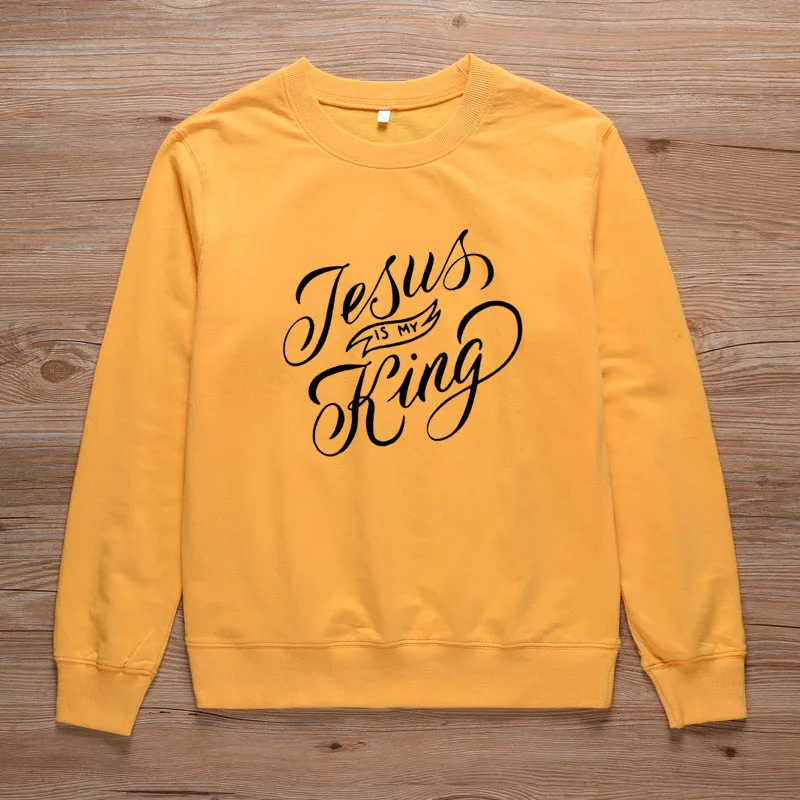 ONSEME Jesus Is my King Женская толстовка с круглым вырезом и длинным рукавом, Пастельная одежда размера плюс, женская одежда S-129