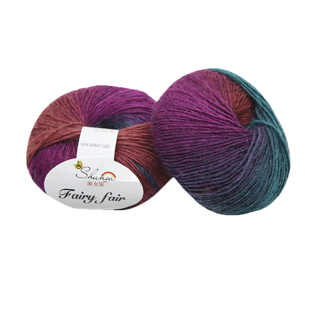 

1pc 50g Chunky Hand-woven Rainbow Colorful Knitting Scores Wool Blend Household Crochet Roving Scarf Knit Yarn