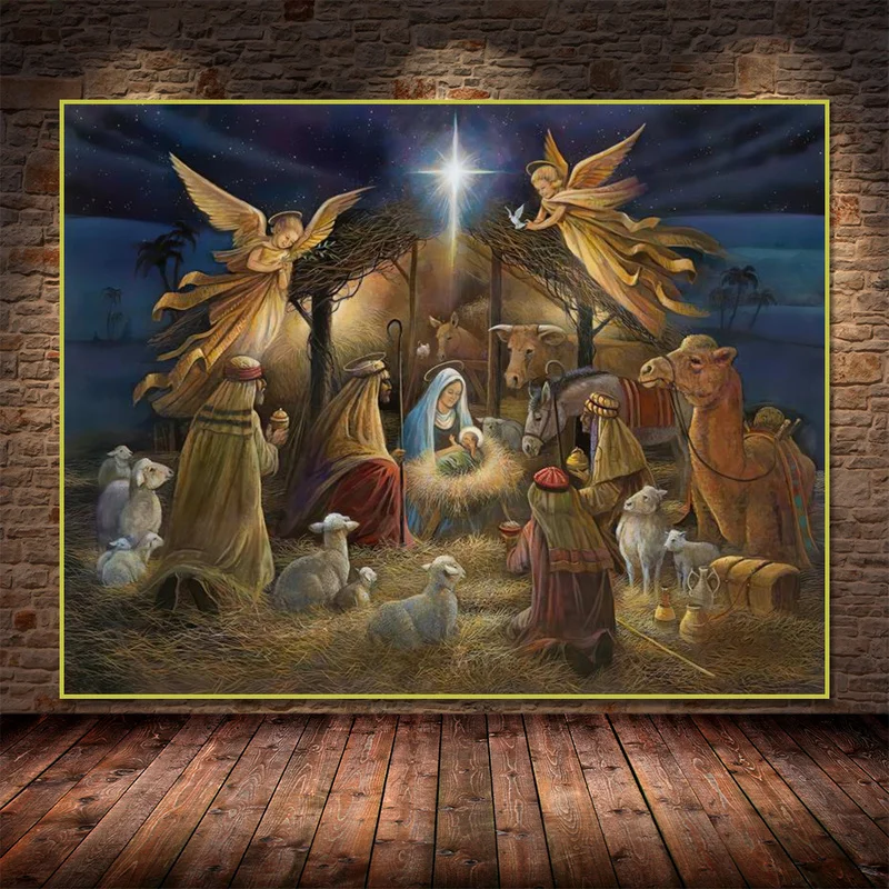 Birth of Jesus Christ Religious Canvas Painting Modern Poster Print Wall Art Nativity Picture Church Wall Living Room Home Decor - AliExpress