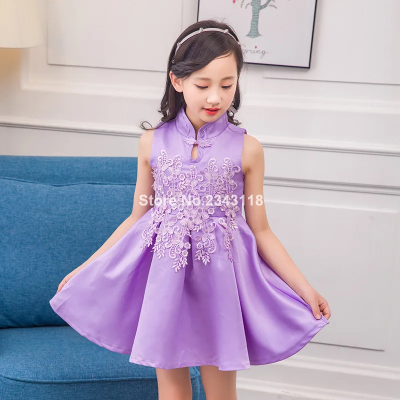 Платье принцессы для девочек; летние детские праздничные платья; Сетчатое платье для девочек 6, 8, 12 лет; детский костюм в китайском стиле для девочек