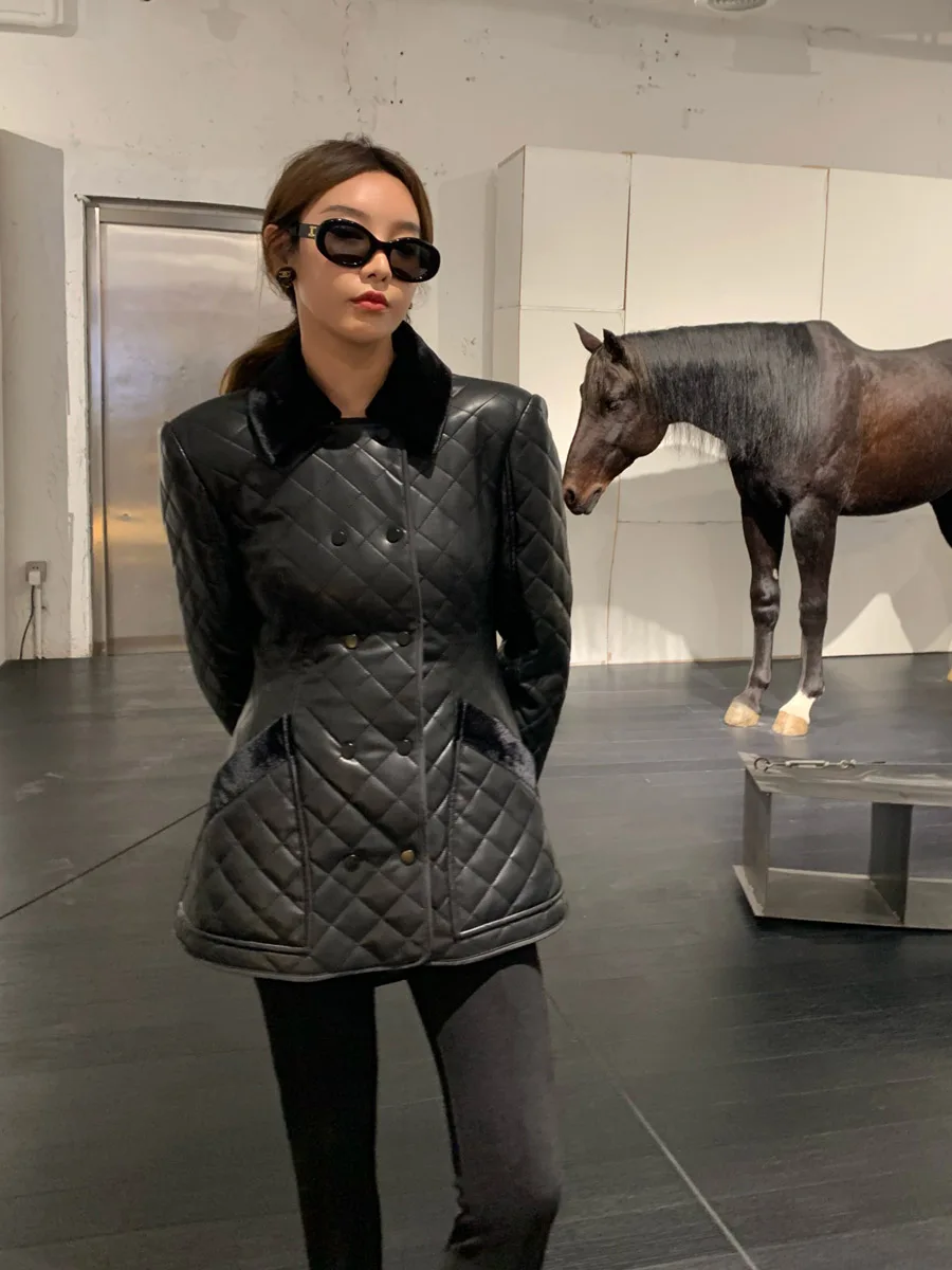 Leather Cotton Coat Jacket Female 