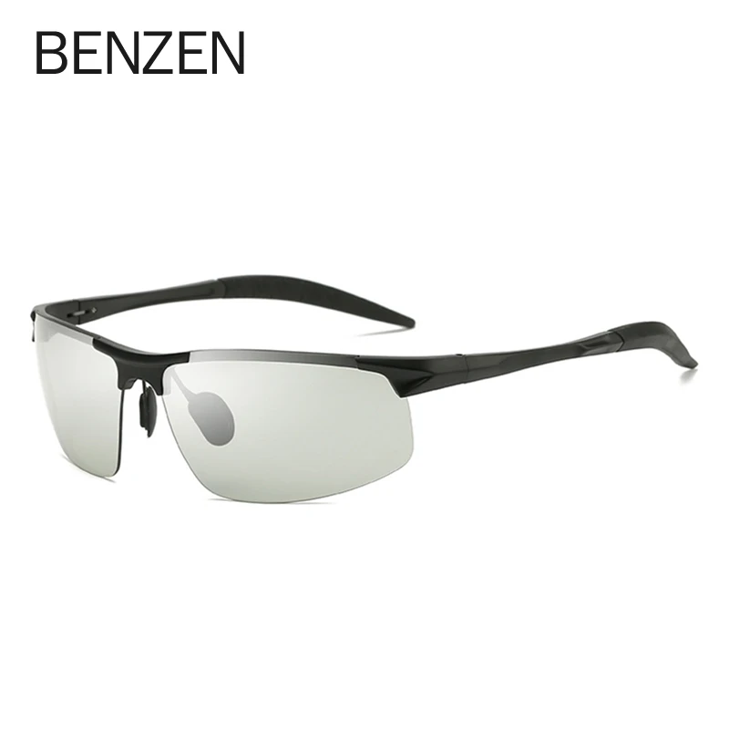 

BENZEN Photochromic Driving Sunglasses Men Polarized Chameleon Discoloration Sun Glasses For Men Oculos Al-mg Sports Goggle 9383