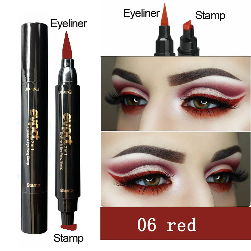 

Double-Headed Seal Eyeliner Stamp Pencils Colorful Triangle Eyeliner 2-in-1 Waterproof Eyes Make Kit with Eyeliner Stamp TSLM1