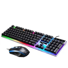 feed me Wired Usb Light Keyboard and Mouse Set Computer Mechanical Feel Backlit for PC Gaming Keyboard fit Desktop Gamer parasolant wired usb led light keyboard and mouse set white black laptop computer colorful gaming backlit keyboard mouse combos