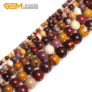 

Natural Round Smooth Mookaite Jasper Stone Loose Beads Jewelry Making Beads DIY Gifts 15" Strand New Fashion Wholesale