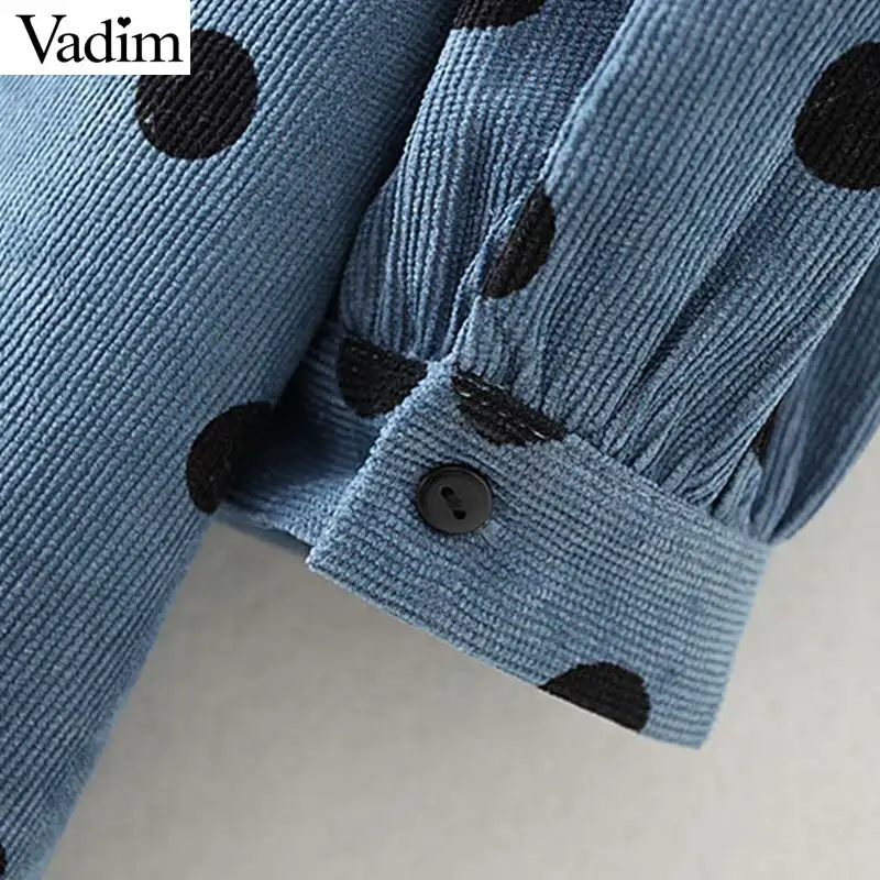 Vadim женское вельветовое мини-платье синего цвета с длинным рукавом и карманами, женские повседневные винтажные шикарные прямые платья, vestidos QC939