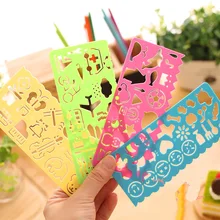 Kit de peinture pour enfants, modèle de dessin animé d'animaux, règle, pochoir, Helendesign, Design de mode, fournitures de papeterie, DIY bricolage