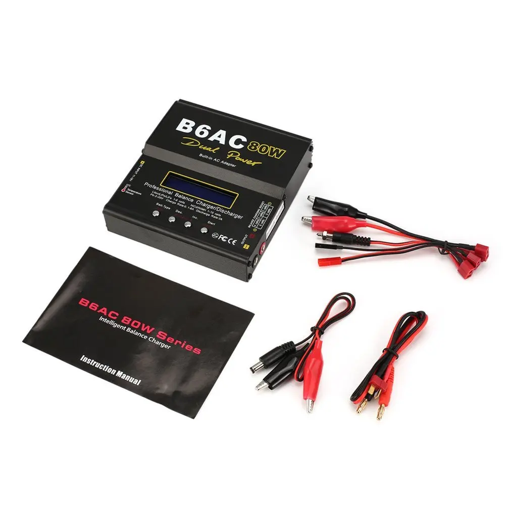 

B6AC 80W 6A Lipo NiMh Li-ion Ni-Cd AC/DC RC Balance Charger 10W Discharger for RC Car Helicopter Drone Airplane Battery