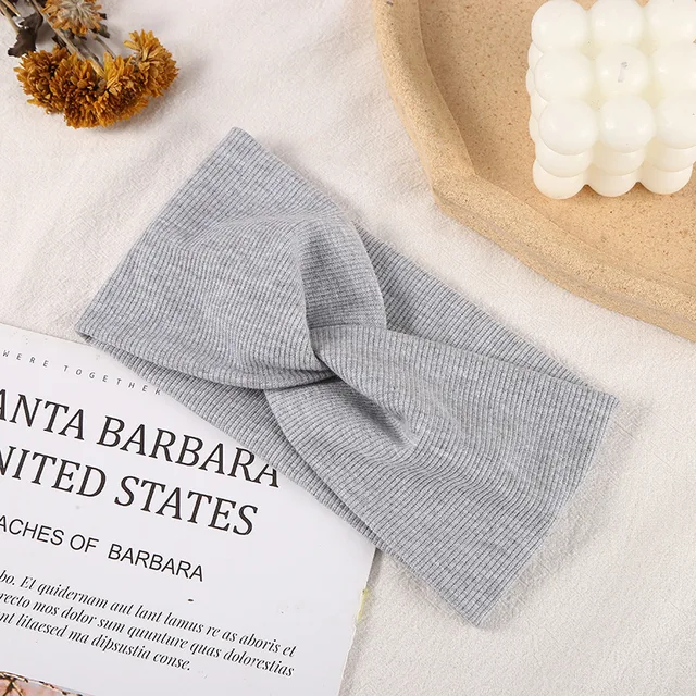 Woolen Cross  Top Knot Elastic Hair Bands For Women Soft Solid Color Turban Headbands Women Girls Hair Accessories 2021 C