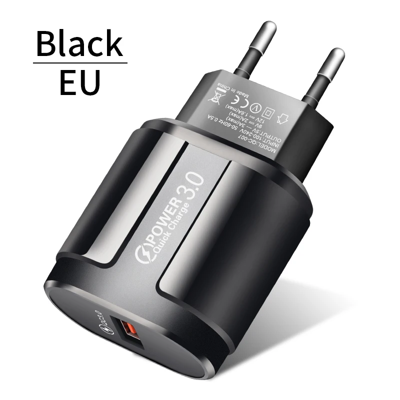 EU Black USLION Быстрая зарядка QC 3,0 USB US EU зарядное устройство Универсальное зарядное устройство для мобильного телефона настенный адаптер для быстрой зарядки для iPhone samsung Xiaomi - Тип штекера: EU Black