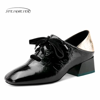 

New Shallow Women Pumps Genuine Leather High Heels Office Dancing Shoes Woman Spring Autumn Laces Up Classic Shoes Steinmeier
