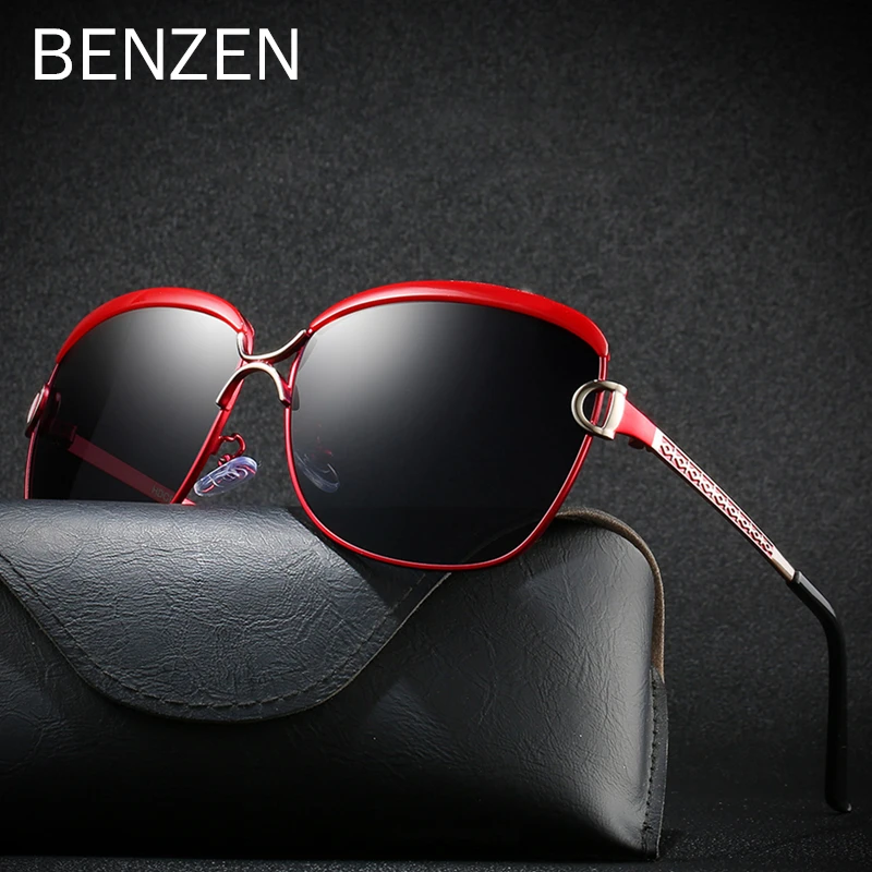 

BENZEN Women Polarized Sunglasses Brand Designer Vintage Sun Glasses Female Oversized Lady Eyewear Black 6623