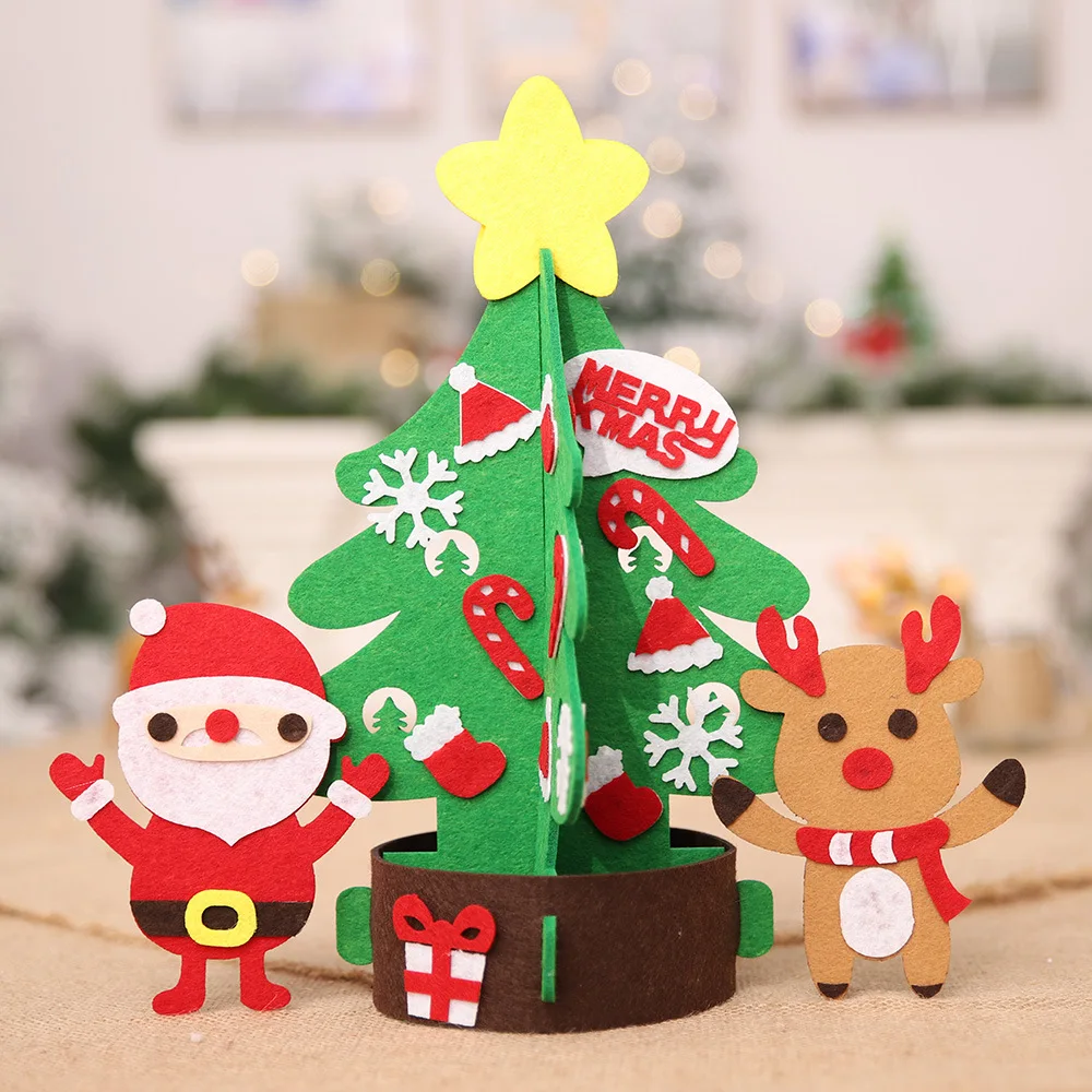 

New Arrival DIY Non-woven Fabric Christmas Tree Cute Reindeer Santa Claus Assemble Christmas Xmas Table Decoration Ornaments