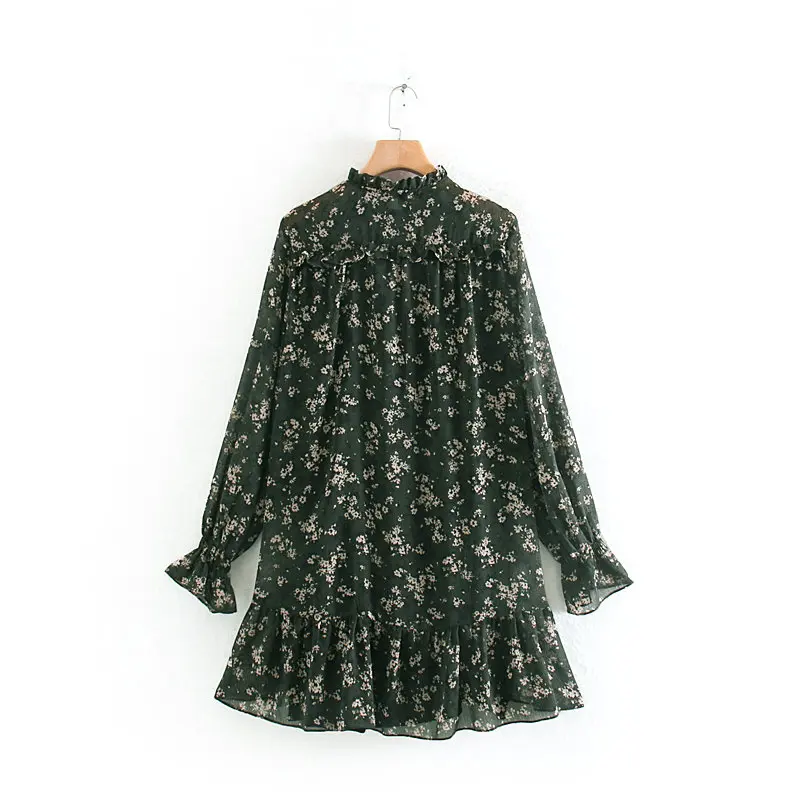 Withered engand style elegant vintage bow floral printing cascading mini dress women vestidos de fiesta de noche vestidos blazer