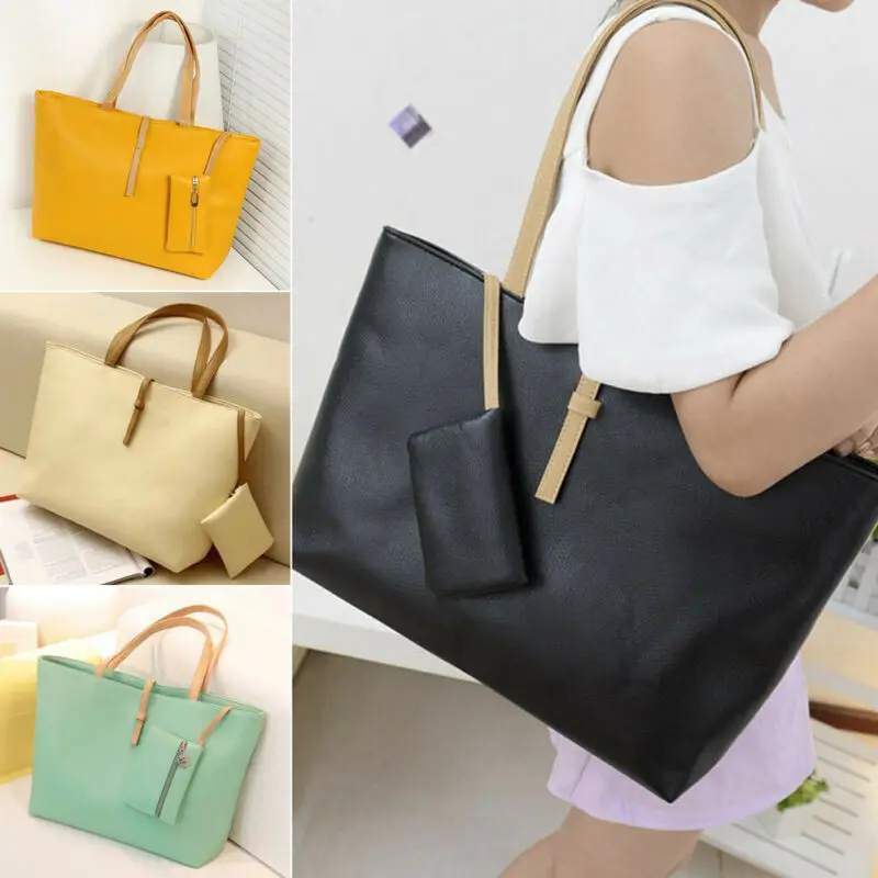 

Women Girl PU Leather Handbag Shoulder Ladies Purse Tote Messenger Satchel Bag Big Hand Bag