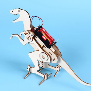 

DIY T Rex Model Interesting Toy Physics Toys Kids DIY Wooden Creeping Dinosaur Science Kit Innovative Electric Construction Set
