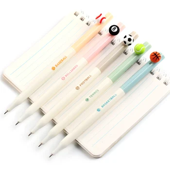 

5Pcs/lot Creative Ball Click Gel Pens Quick Dry Needle Tip Black Ink 0.5mm Cute Gel Pen for Student Stationery School Supplies