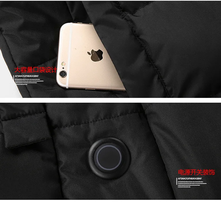 Cotton USB Heated Jacket Men Women Plus Size Waterproof Jacket Men Down Cotton Hiking Coat Warm Rain Jacket Manteau de camping